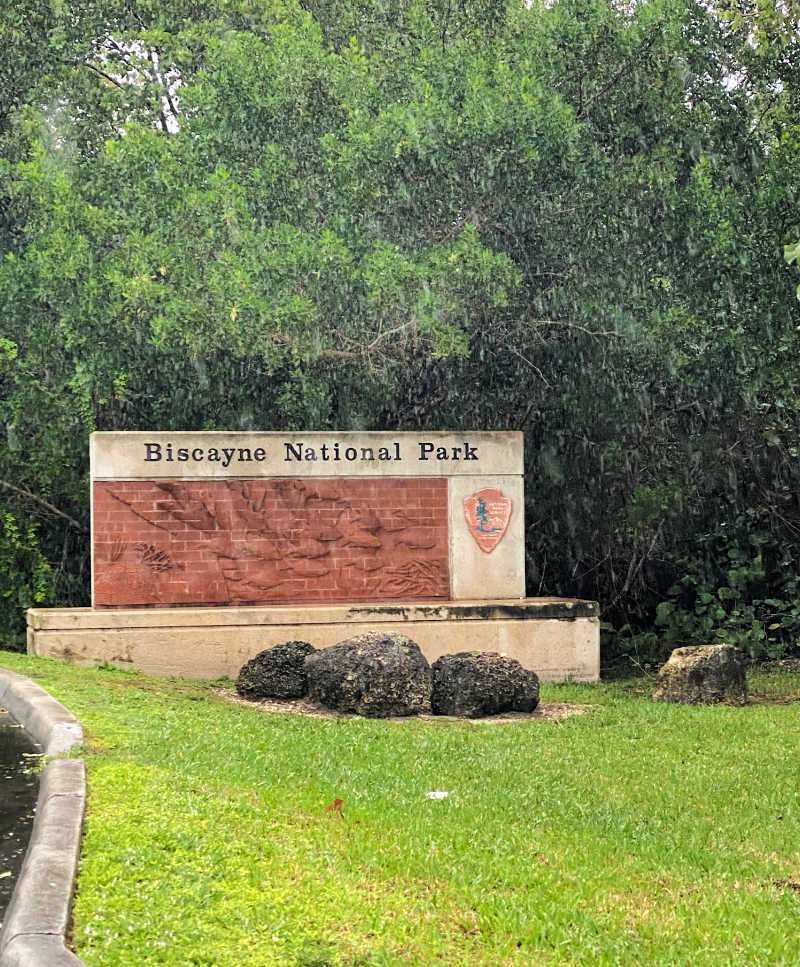 Biscayne National Park entrance sign.