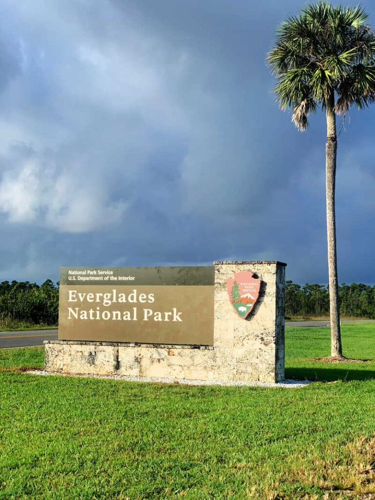 Everglades National Park entrance sign.