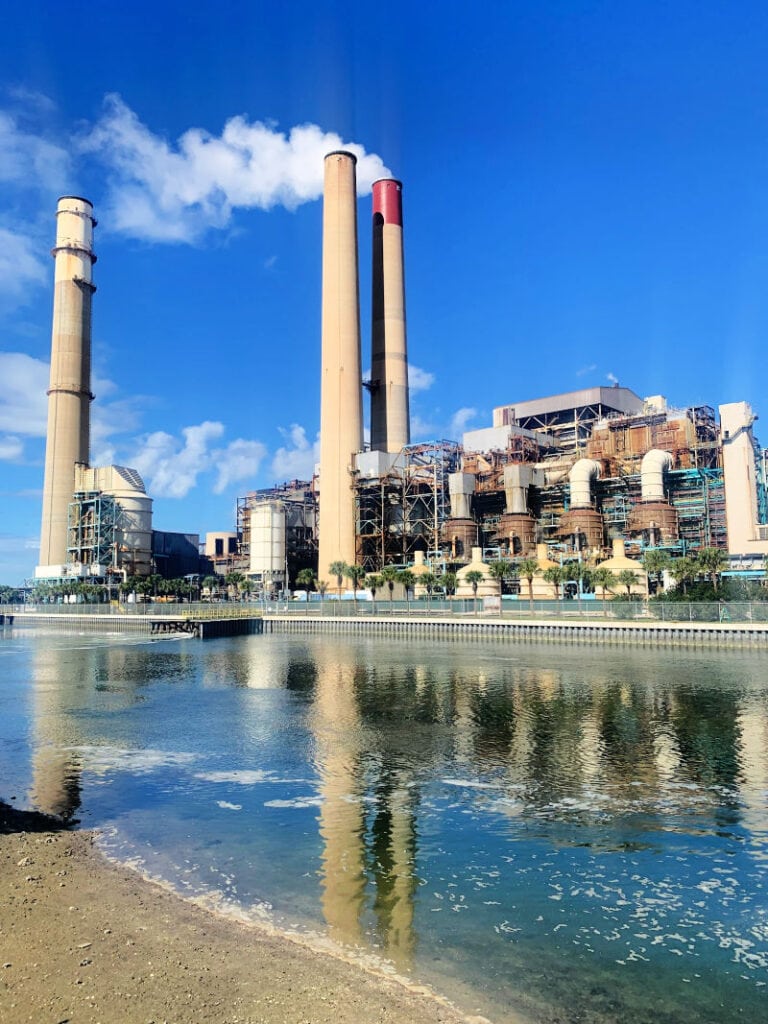 Big Bend Power Plant with smoke coming out.