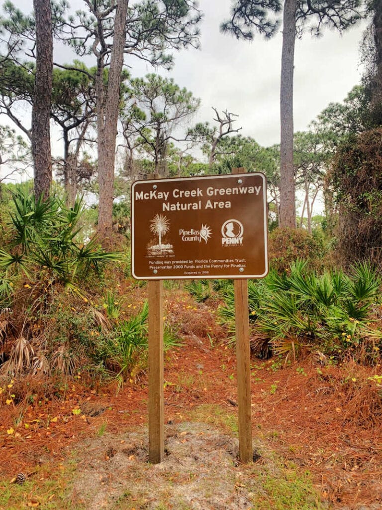 Nature sign at entrance of nature trail at Florida Botanical Gardens