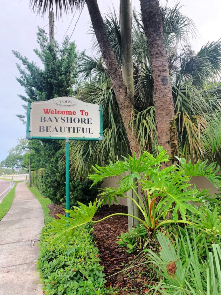 Plants surrounding a Bayshore Beautiful sign