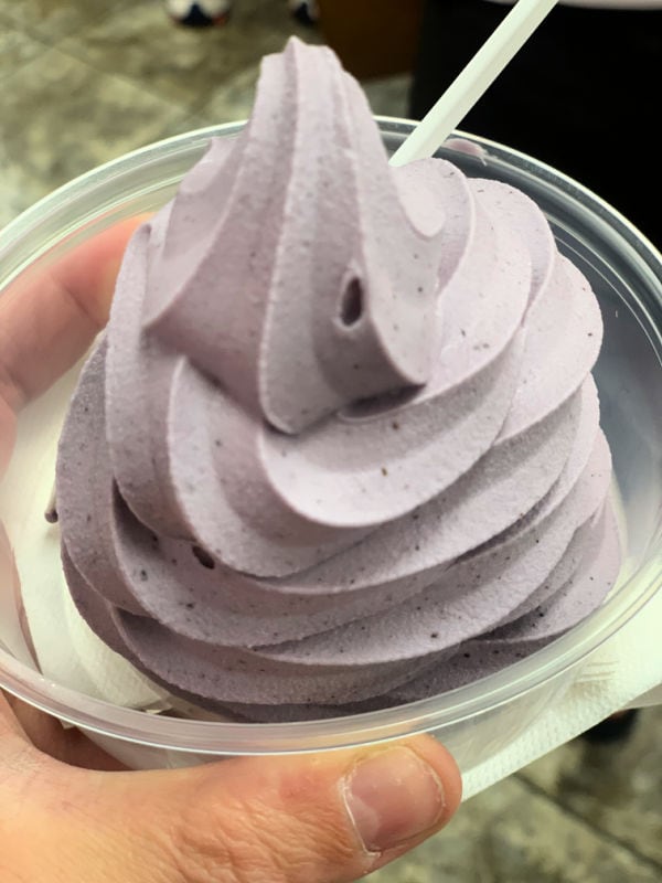 Blueberry soft serve ice cream