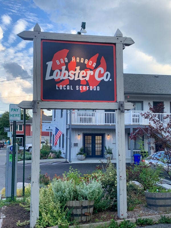 Bar Harbor Lobster Co. restaurant sign, a restaurant in Bar Harbor, Maine a popular destination on a New England Road Trip