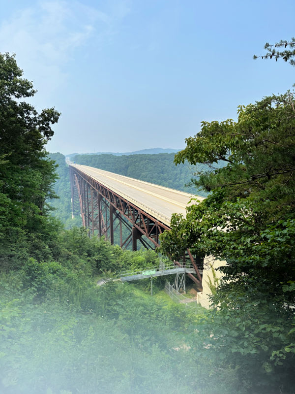 A view of the road on the new river gorge bridge